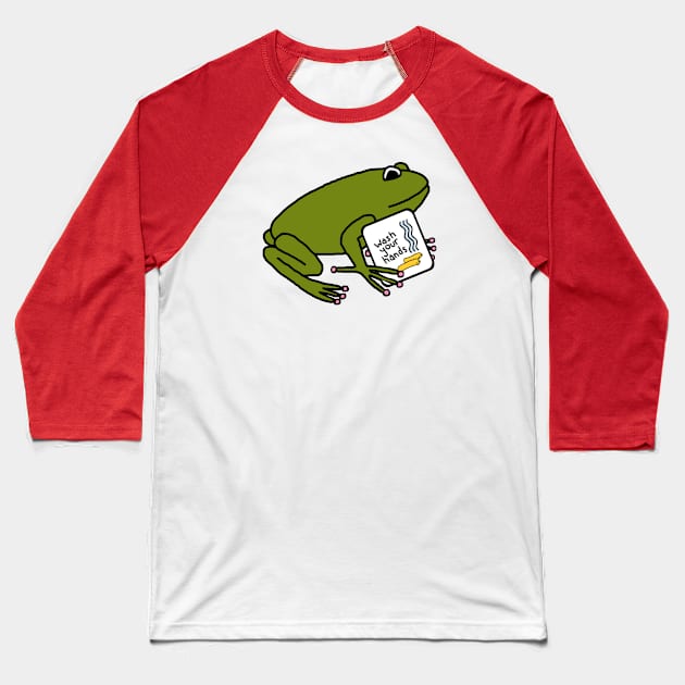 Cute Frog Says Wash Your Hands Baseball T-Shirt by ellenhenryart